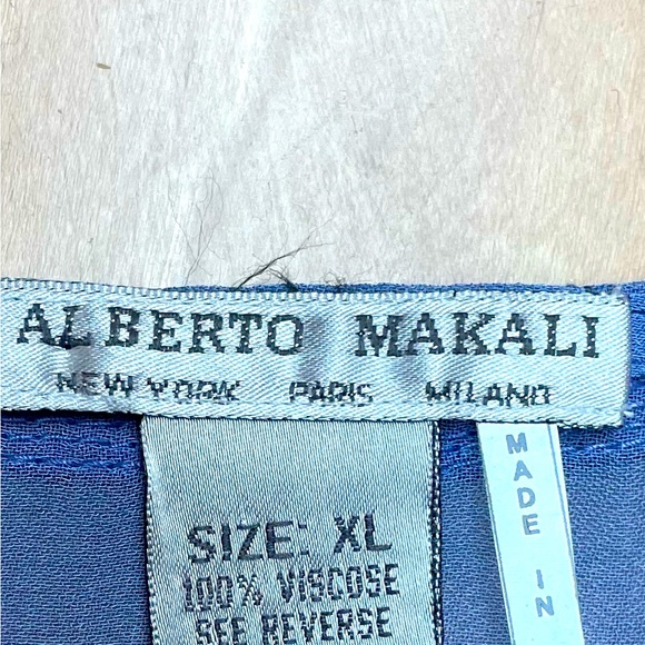 new ALBERTO MAKALI asymmetrical embroidery blue ombré top tunic sz XL - Picture 5 of 5